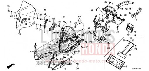 OBERE ABDECKUNG/WINDSCHUTZSCHEIBE CB500XAH de 2017